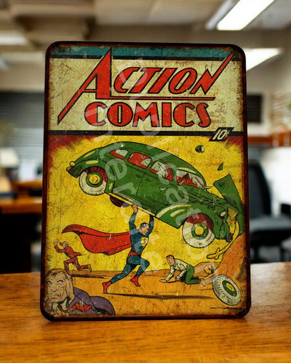 Plaque métal vintage Action Comics