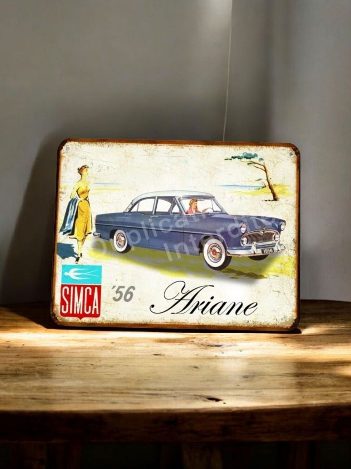 Plaque métal vintage Simca Ariane 1956