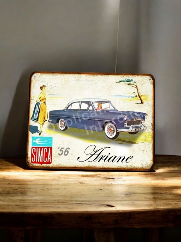 Plaque métal vintage Simca Ariane 1956