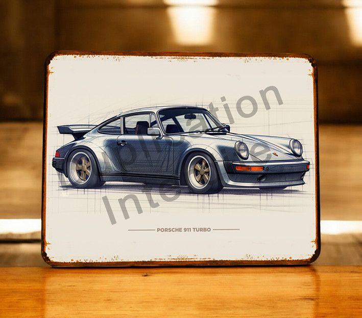 Plaque métal vintage Porsche 911 turbo