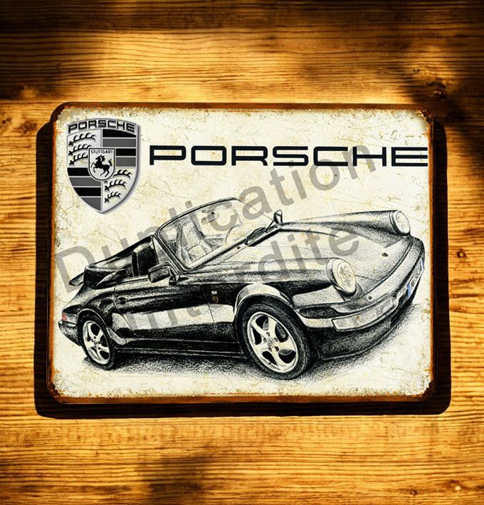 Plaque métal vintage Porsche 911 Cabriolet