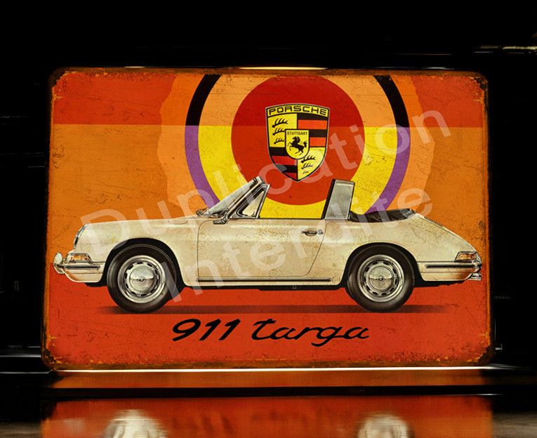 Plaque métal vintage Porsche 911 Targa