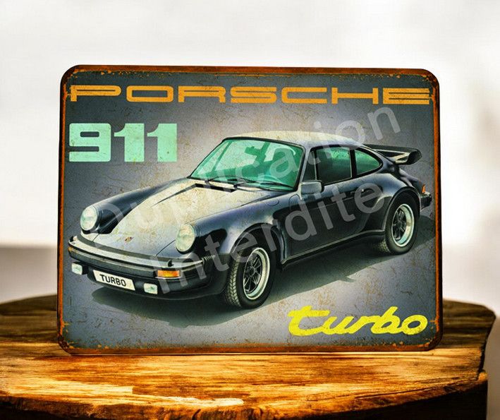 Plaque métal vintage Porsche 911 turbo