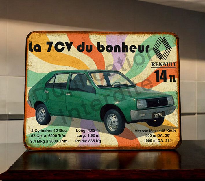 Plaque métal vintage Renault 14 TL