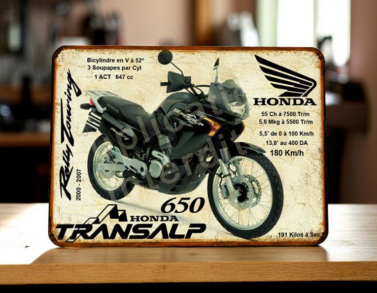 Plaque métal vintage Honda 650 Transalp