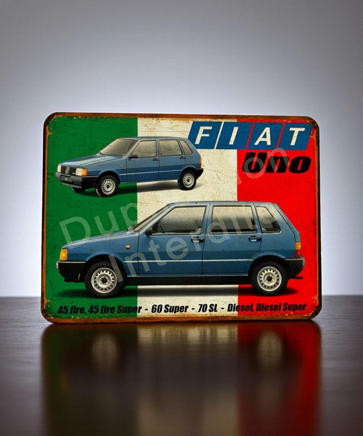 Plaque métal vintage Fiat Uno