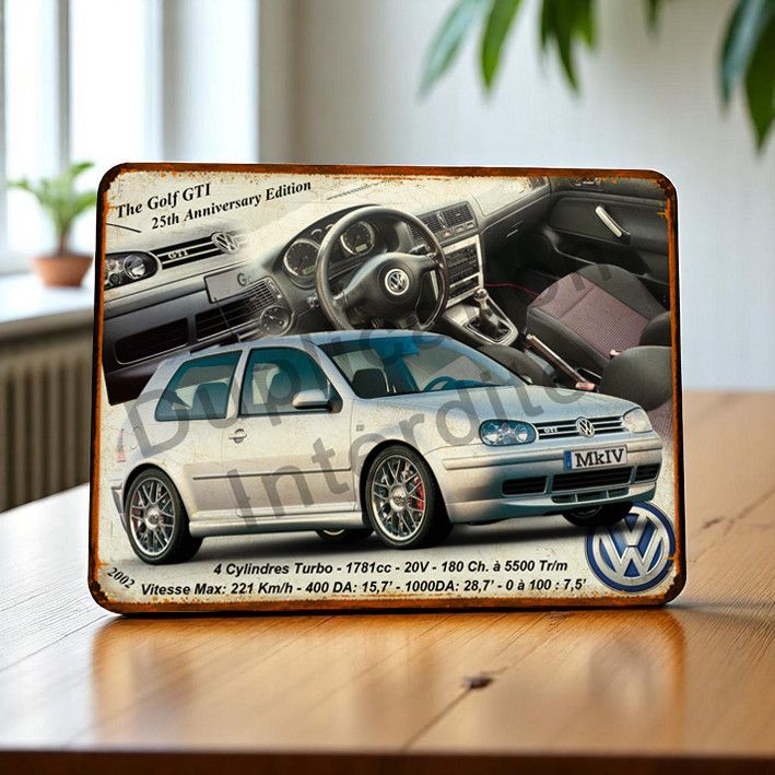 Plaque métal vintage VW Golf Mk4 GTI 25th