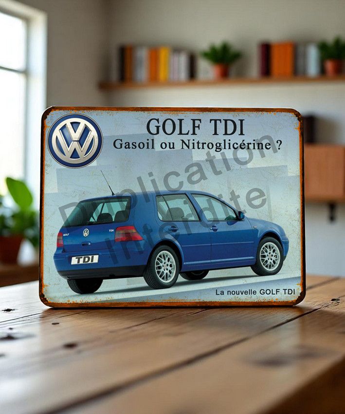 Plaque métal vintage VW Golf TDI (Mk4)