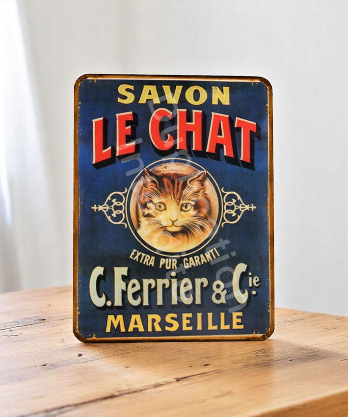 Plaque métal vintage Savon le Chat