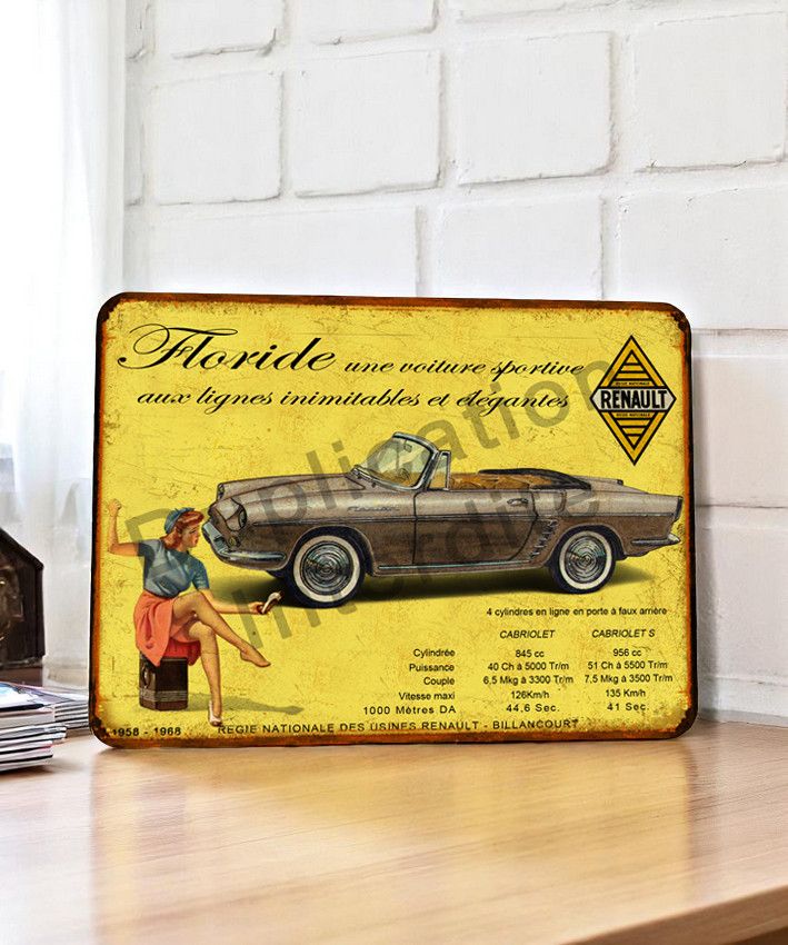 Plaque métal vintage Renault Floride