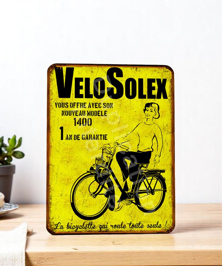 Plaque métal vintage Solex femme