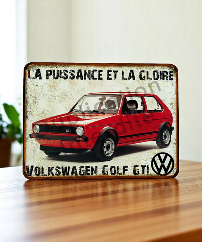Plaque métal vintage VW Golf GTI 1