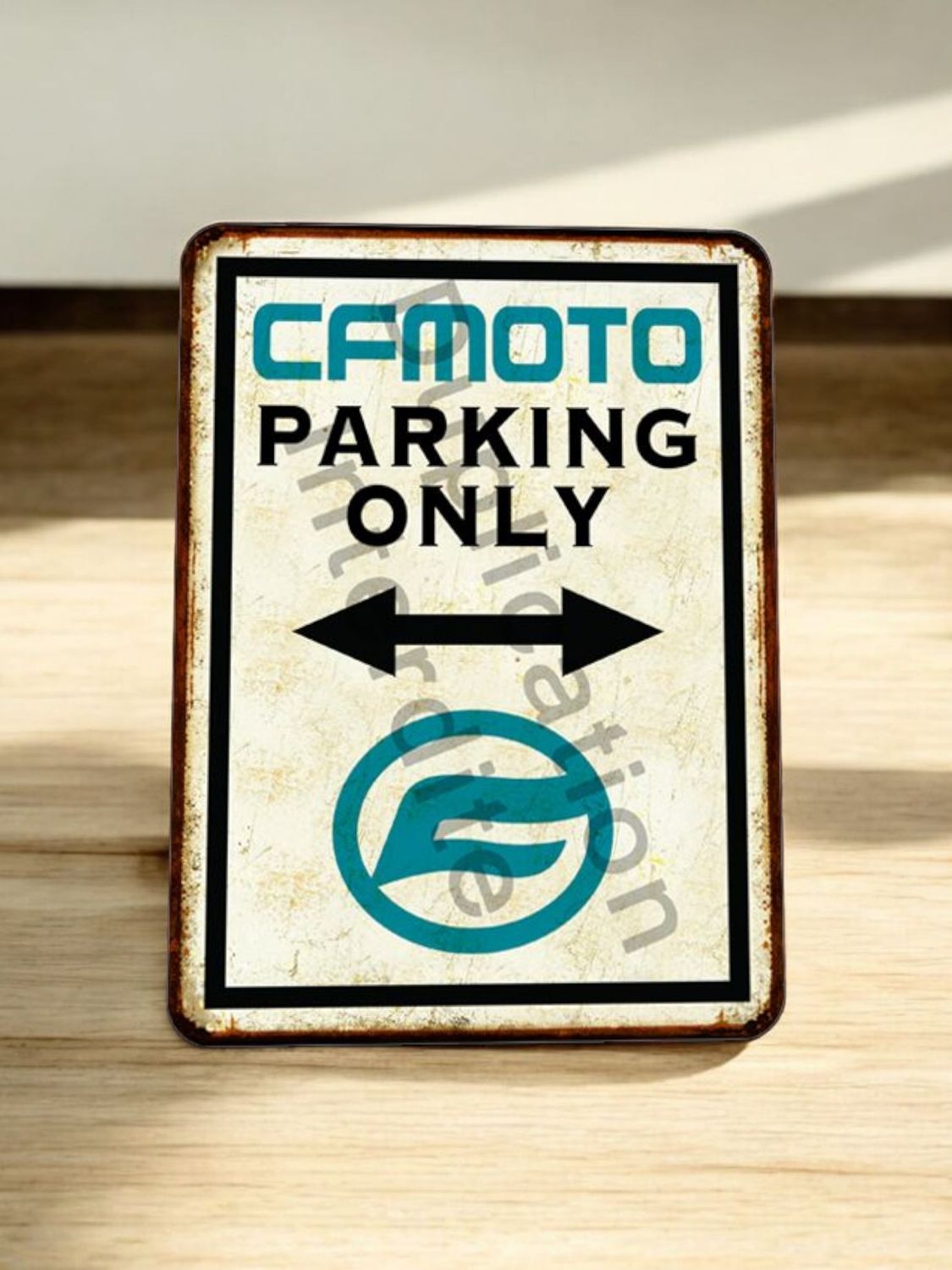 Plaque métal vintage CF moto parking Only