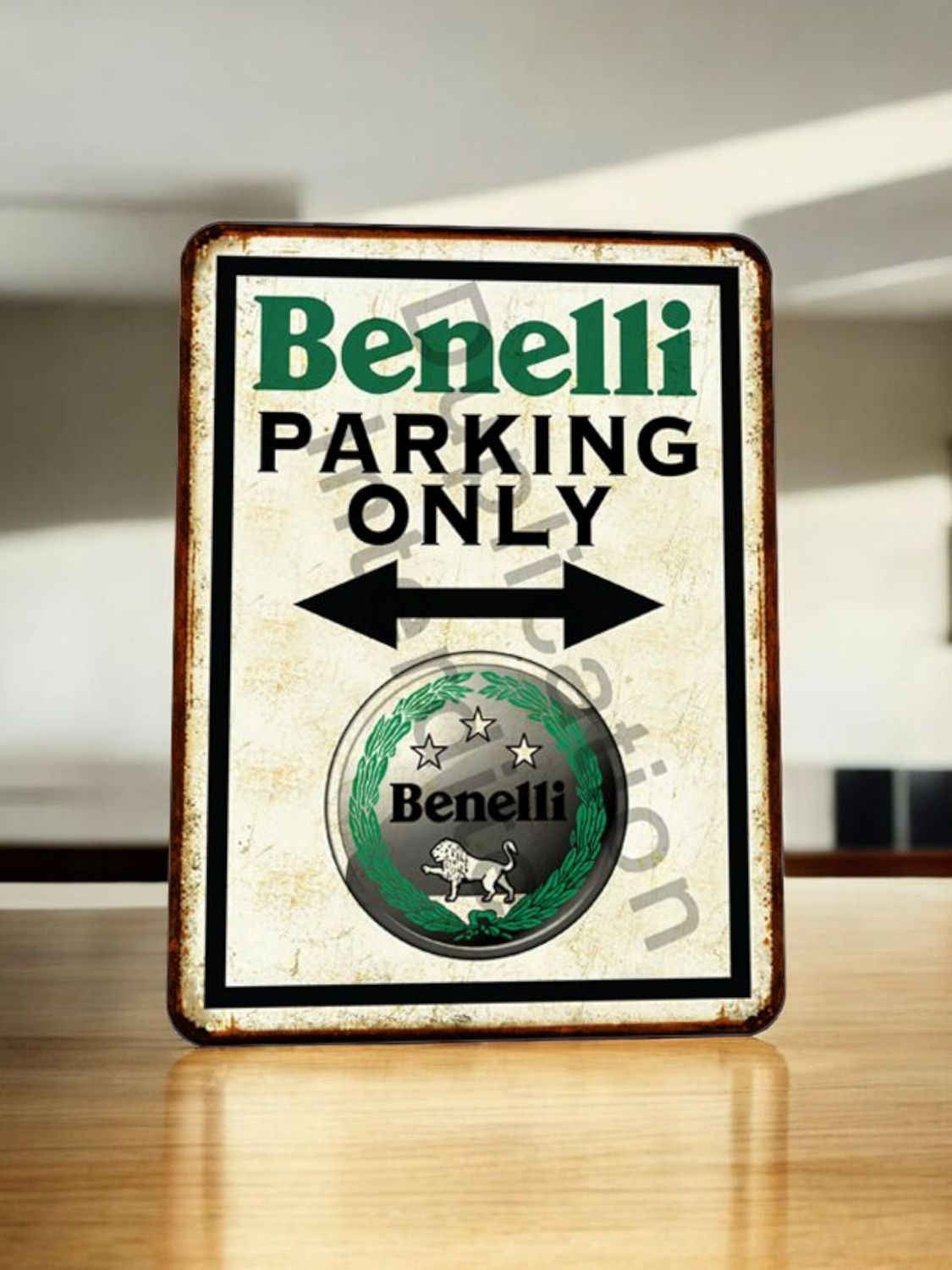 Plaque métal vintage Benelli parking Only