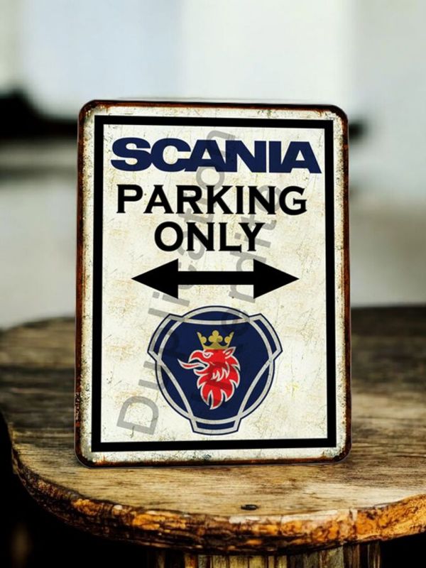 Plaque métal vintage Scania parking Only