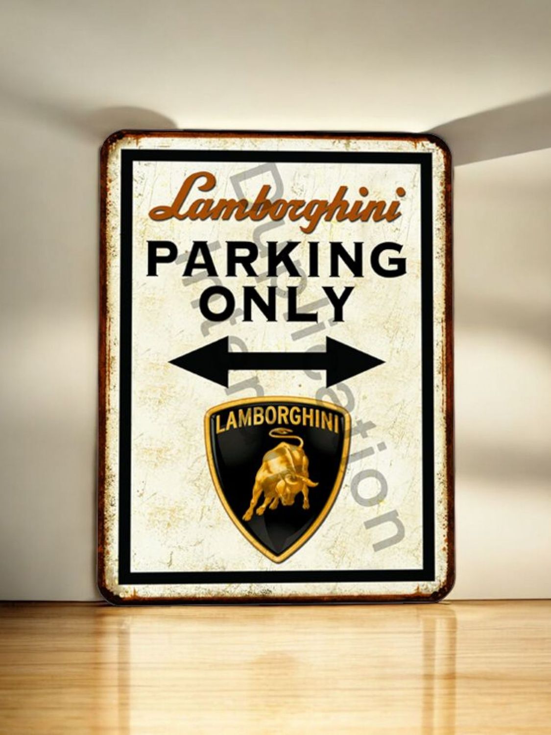 Plaque métal vintage Lamborghini parking Only