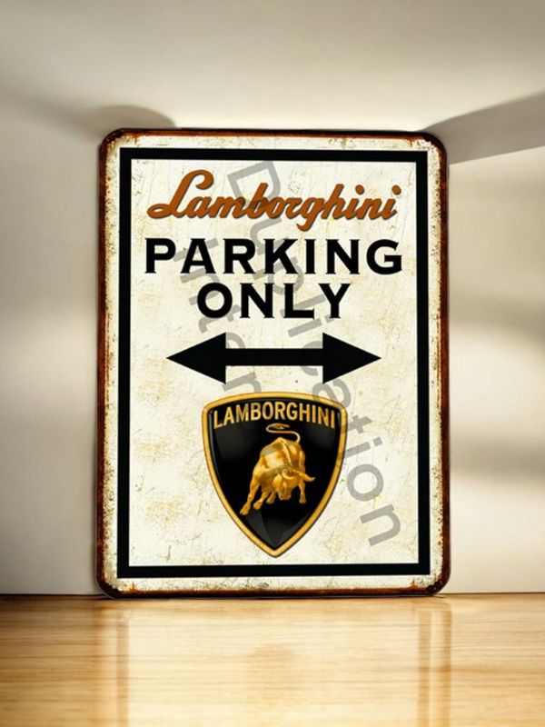 Plaque métal vintage Lamborghini parking Only