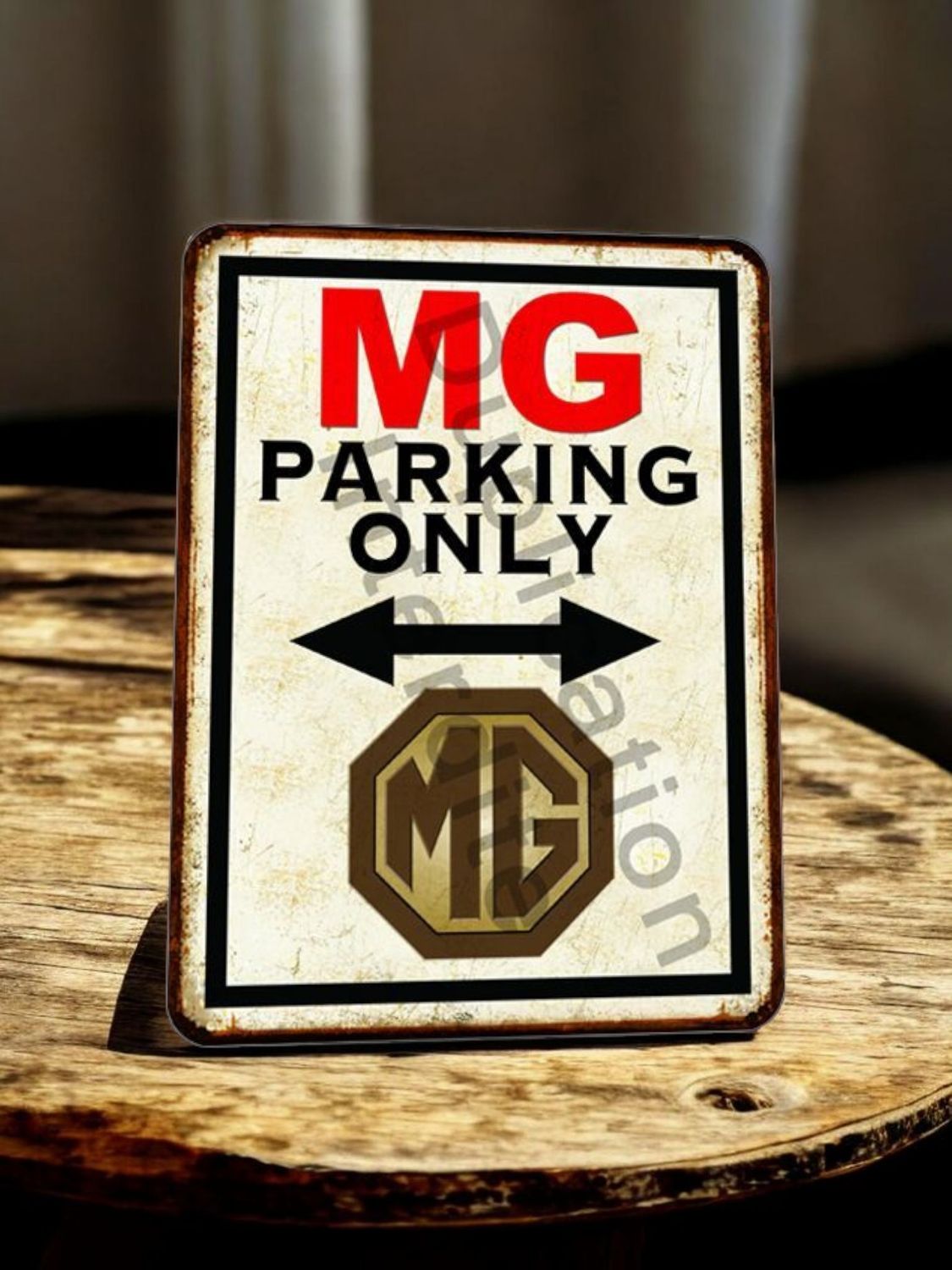 Plaque métal vintage MG parking Only
