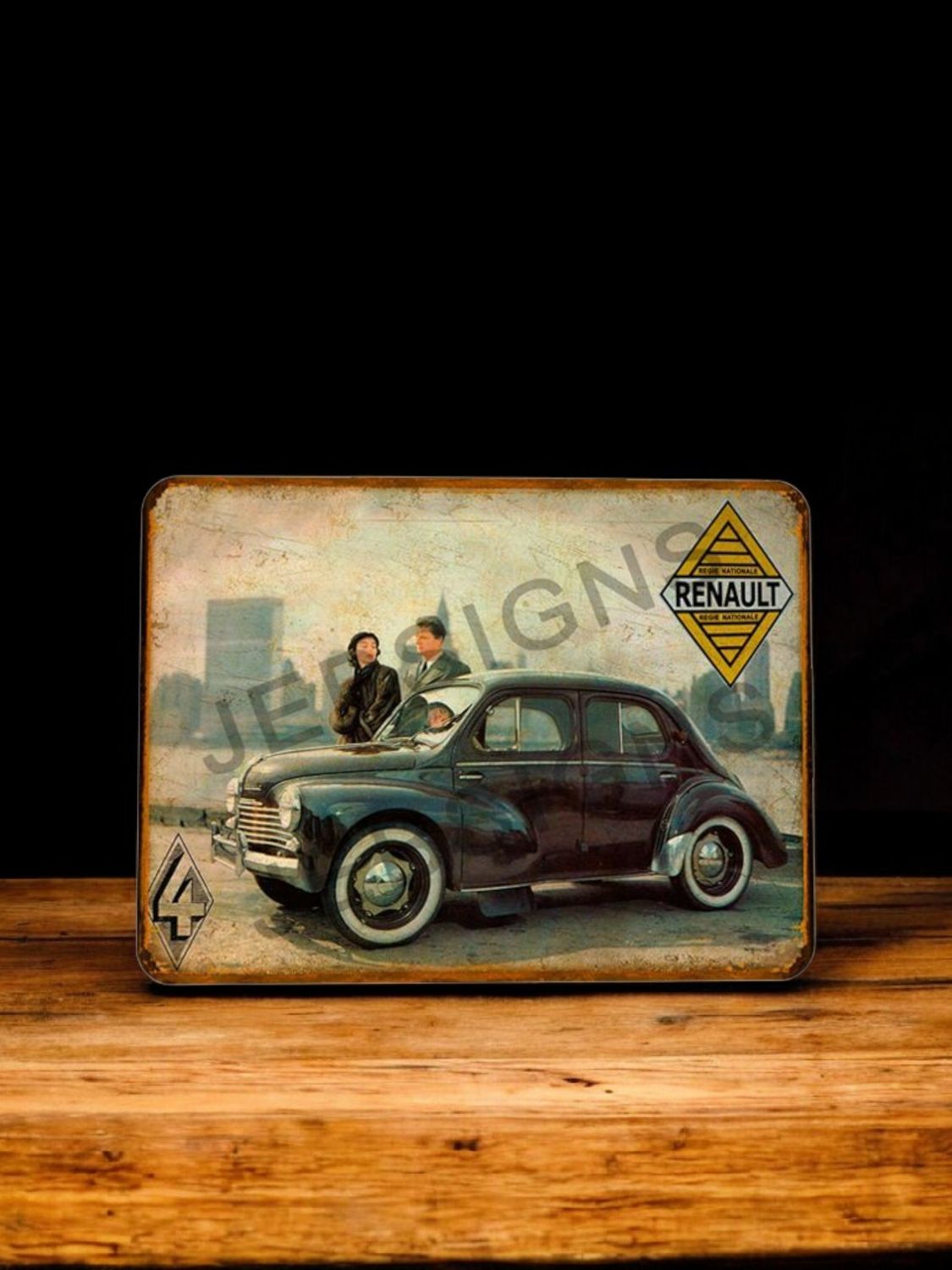Plaque métal vintage Renault 4cv