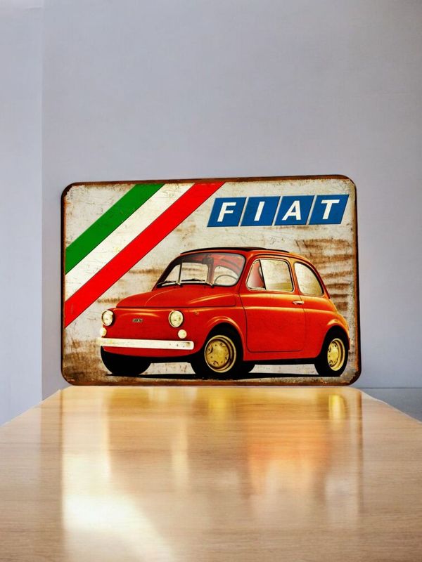 Plaque métal vintage Fiat 500