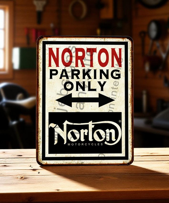Plaque métal vintage Norton parking Only