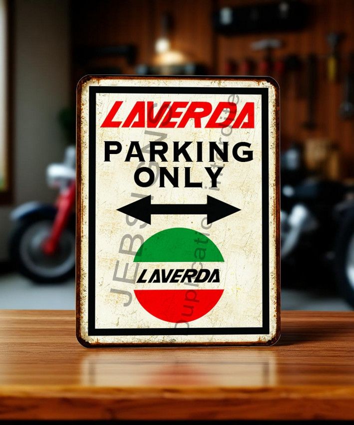 Plaque métal vintage Laverda parking Only