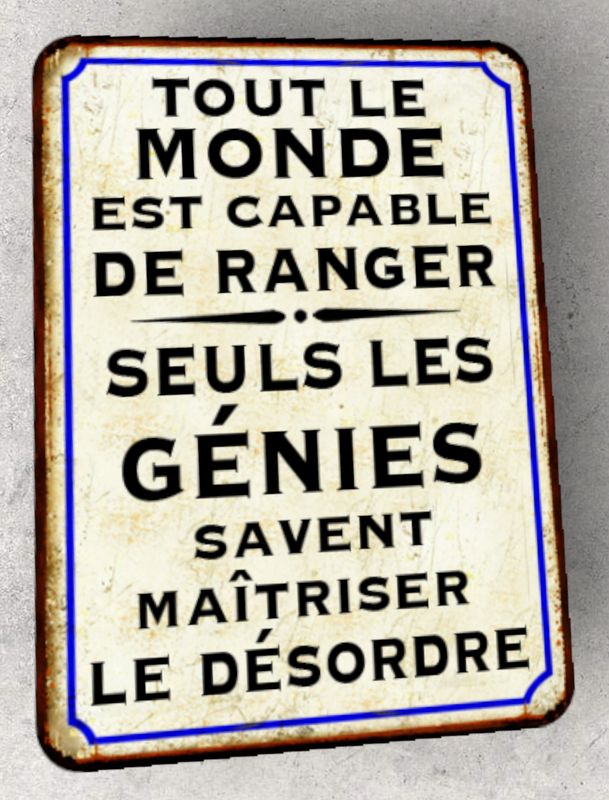 Plaque métal vintage Le rangement