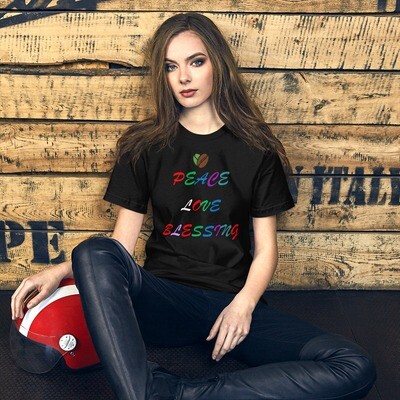 Camiseta premium unisex | Bella + Canvas 3001 (Peace, Love, Blessing)