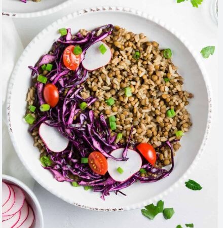 Brown Lentil with salad - VEGAN