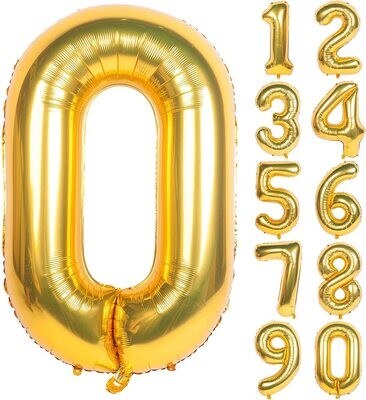 34 Inch Gold Large Numbers 0-9 Birthday Party Decorations Helium Foil Mylar Big Number Balloon Digital 0-9