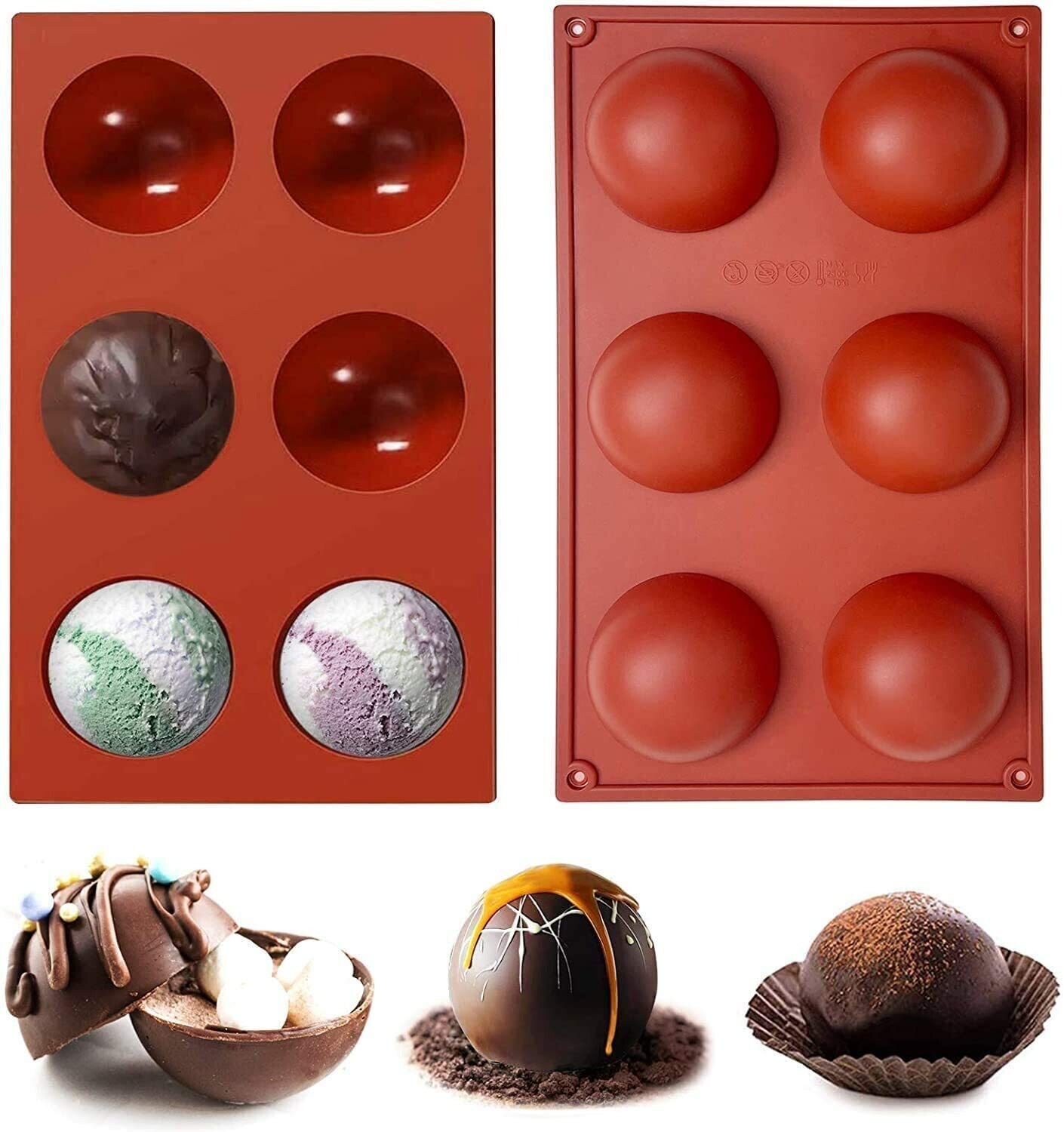 Silicone Molds, Chocolate Molds 2 Pack Baking Mold for Making Chocolate  Bombs, Jelly, Dome Mousse, Coco Bomb 1.5 inches (Diameter)