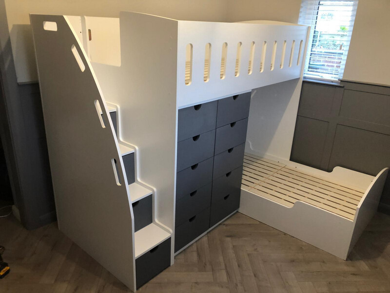 L Shaped Bunk With 14 Drawers 