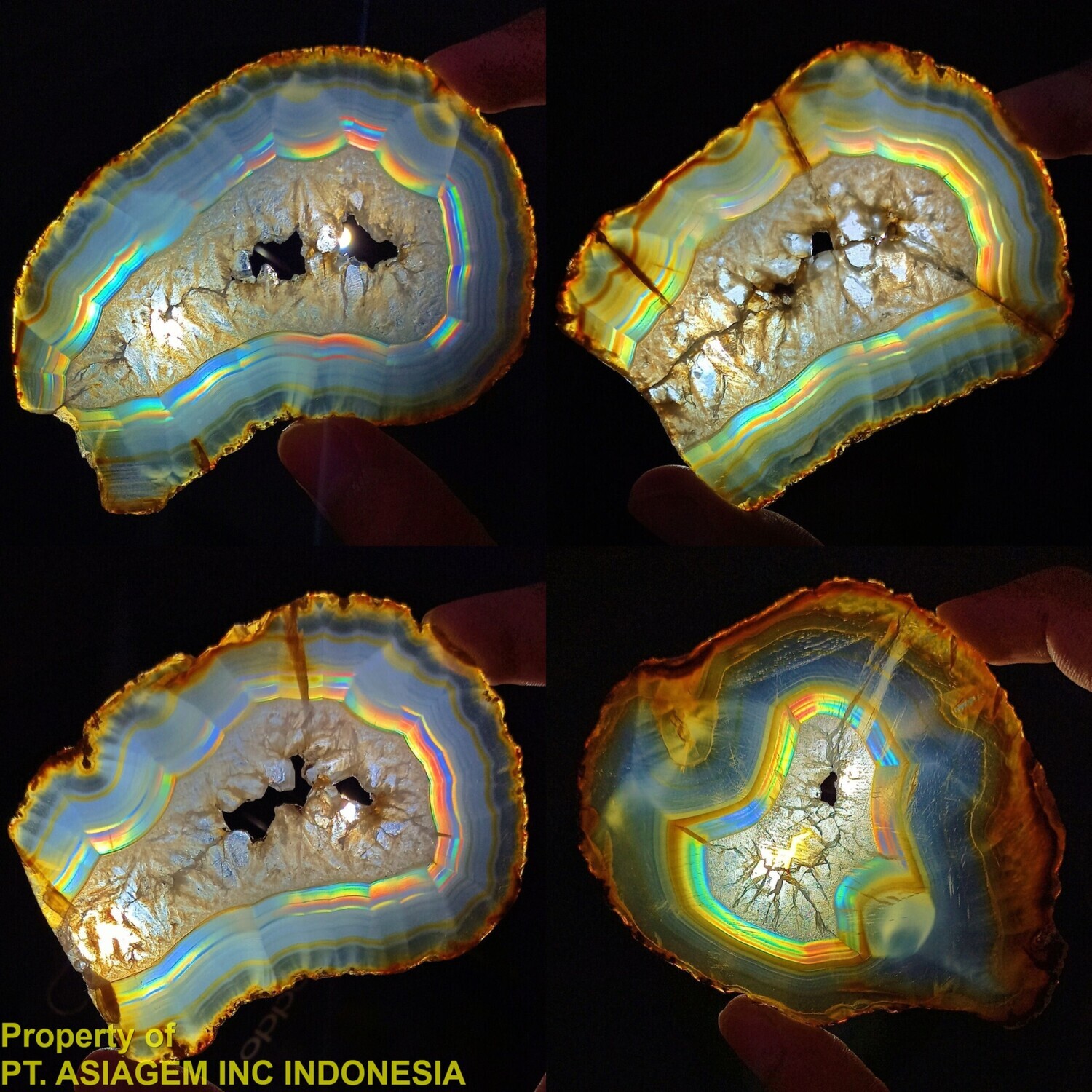Wholesale 8 pcs Rainbow IRIS AGATE Slice ~Multi-Color Fire 1-of-a-kind ~100%