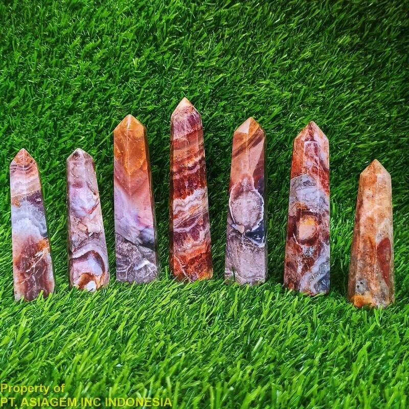 Wholesale 7 pcs ABWJASP00053 (985g) Ocean Jasper Obelisk Tower Point Natural Untreated Lot