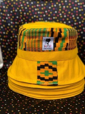 Skatsz! (Ade)Doyin - Kente Cloth Yellow Satin Lined Bucket Hat