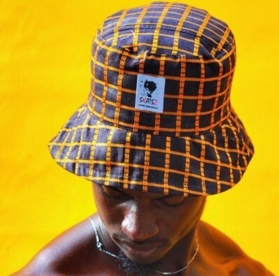 Skatsz! (Ade)Doyin Orange Checkered Satin Lined Bucket Hat