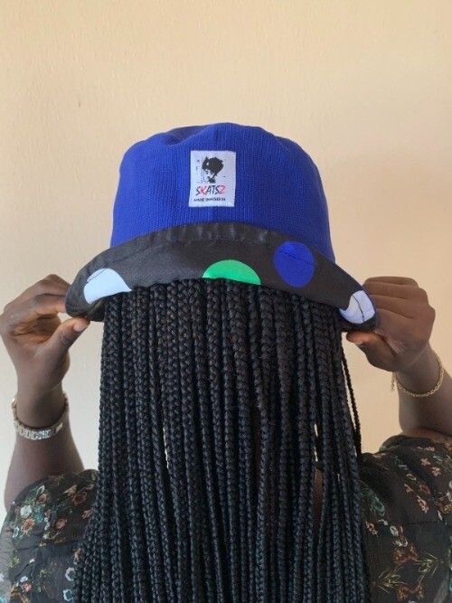 Skatsz! (Ade)Doyin - Blue Aso Oke Satin Lined Bucket Hat