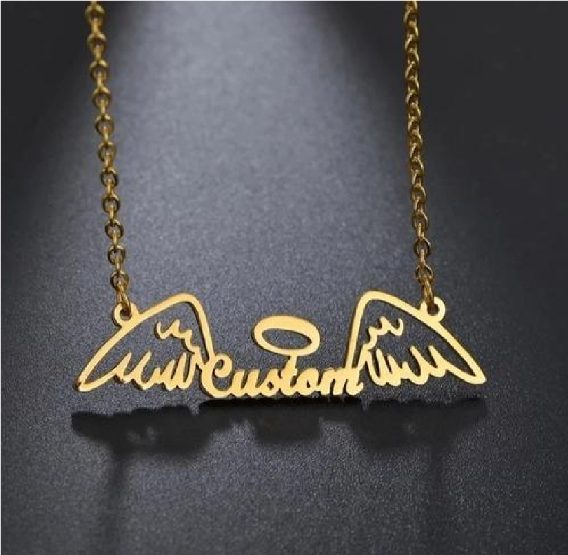 Custom Name Necklace - Angel Wings