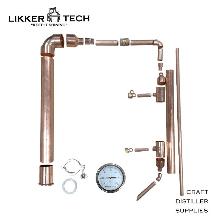 DIY  2" Copper Pot Still Column incl Temperature Gauge