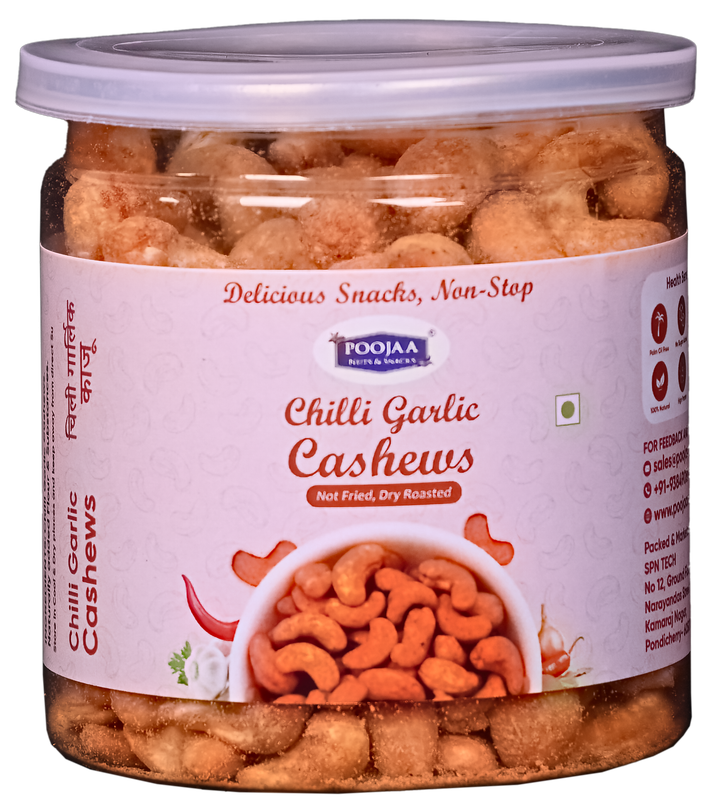 Chilli Garlic Cashew Nuts | Dry Roasted | No Oil | Healthy Snack சில்லி கார்லிக் முந்திரி🧄🌶️🔥 200gm