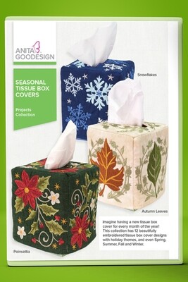 Seasonal Tissue Box Cover Embroidery CD