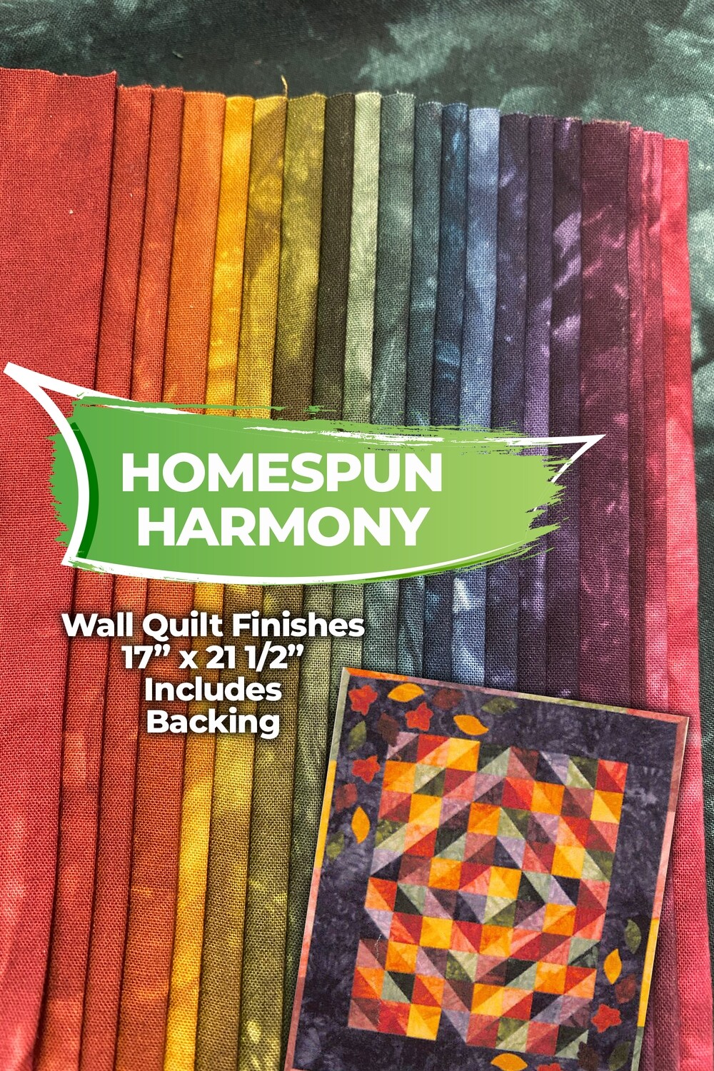 Homespun Harmony Hand Dyed Charm Pack plus 1/2 yard cut with pattern.