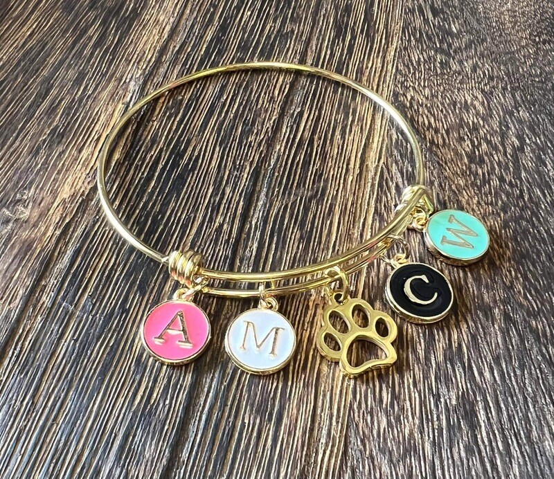 Custom Initial Charm Bangle