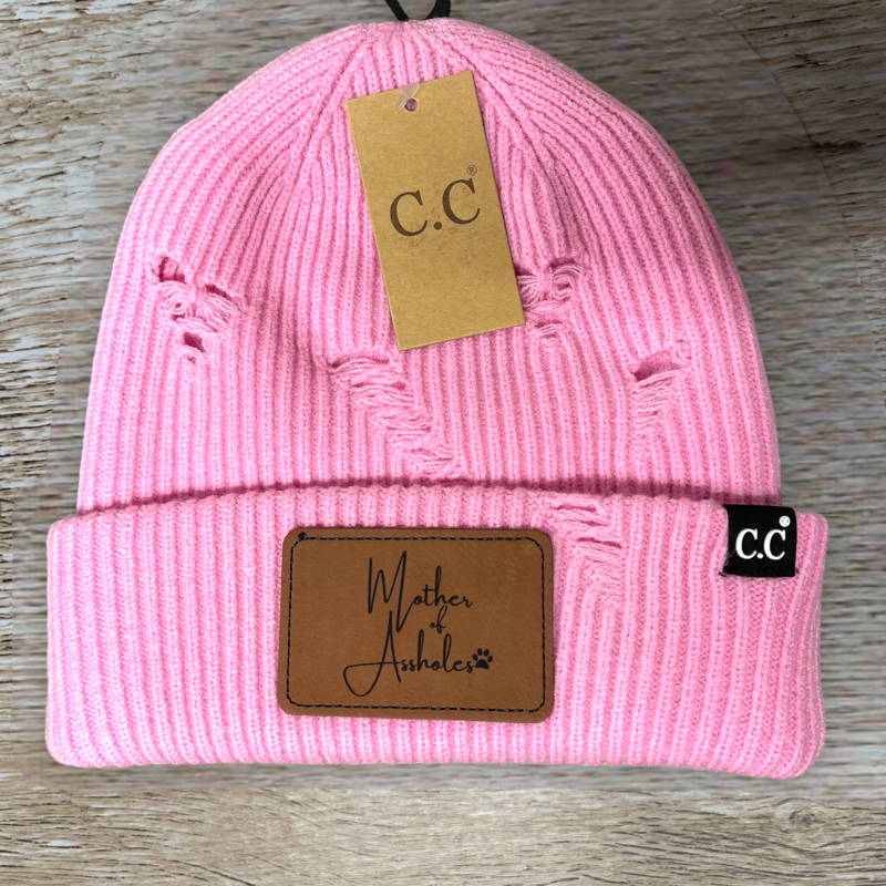 Mother Of Assholes Distressed C.C Beanie