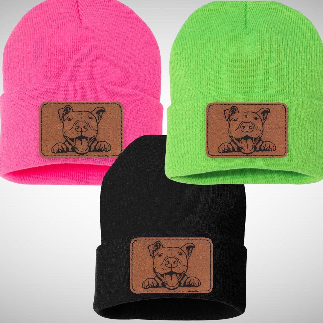 Pittie Leather Patch Beanie
