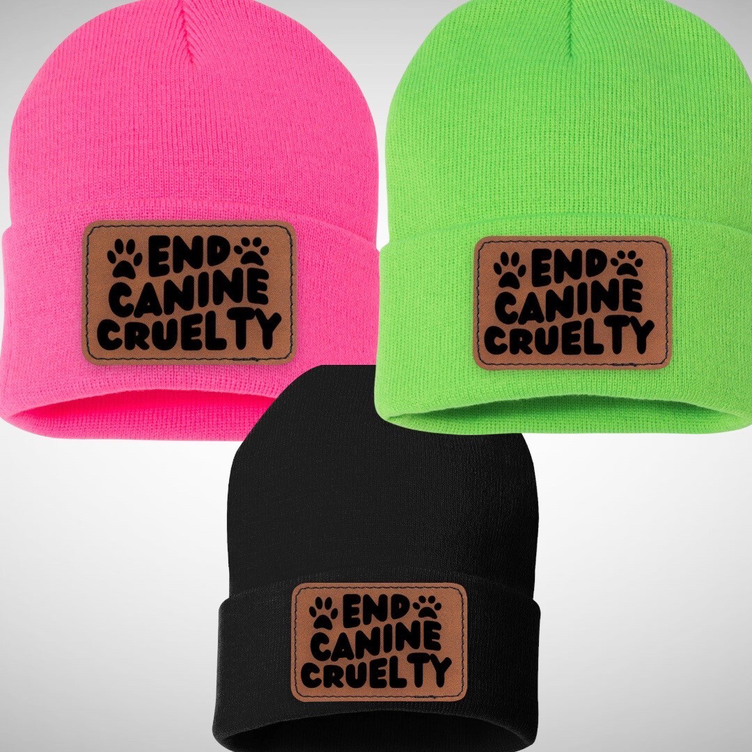 End Canine Cruelty Leather Patch Beanie