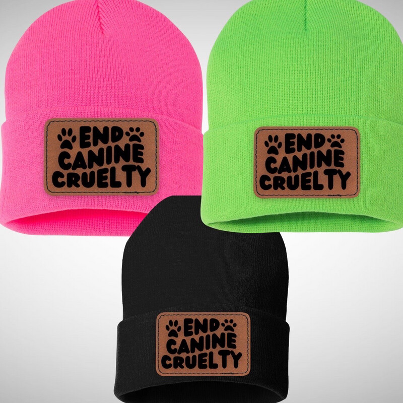 End Canine Cruelty Leather Patch Beanie