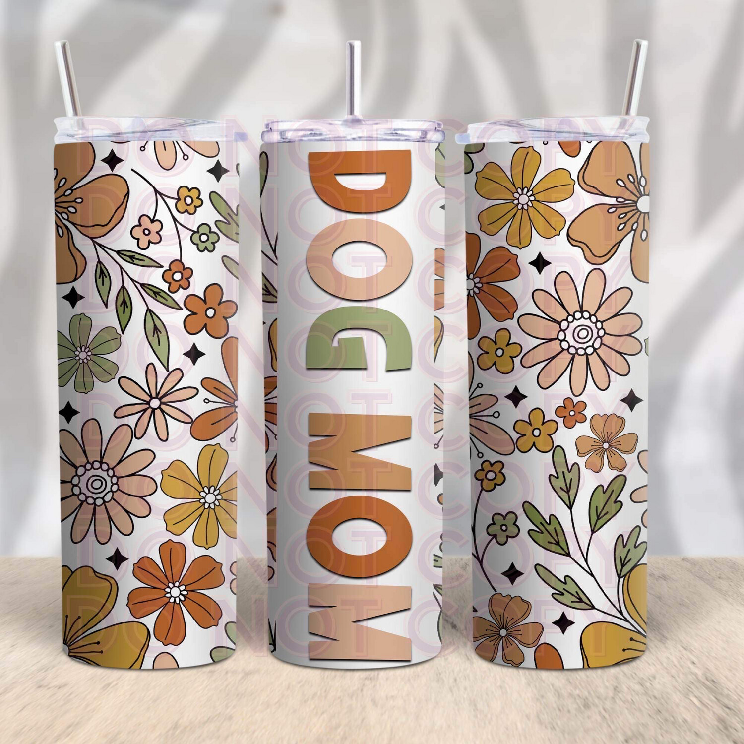 Floral Dog Mom Skinny Tumbler