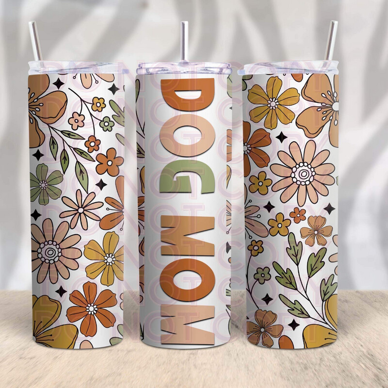 Floral Dog Mom Skinny Tumbler