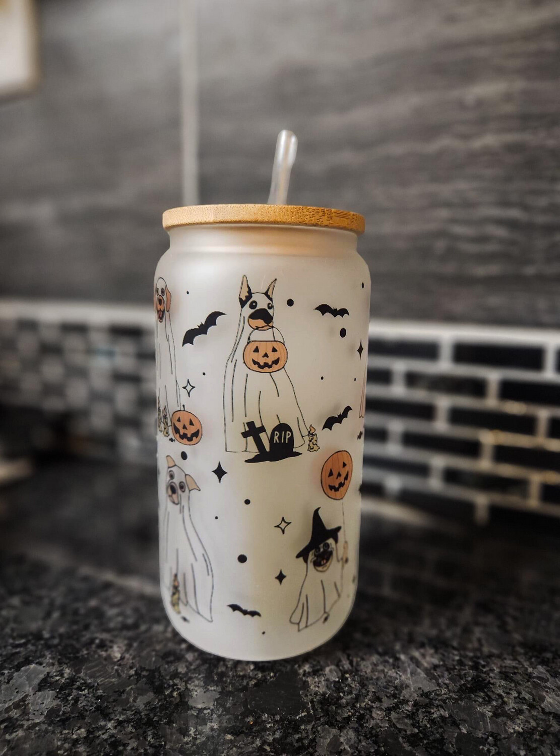 Halloween Frosted Glass Tumbler